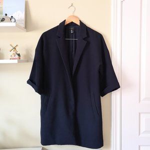 MINIMAL OVERSIZED DARK NAVY DUSTER BLAZER JACKET